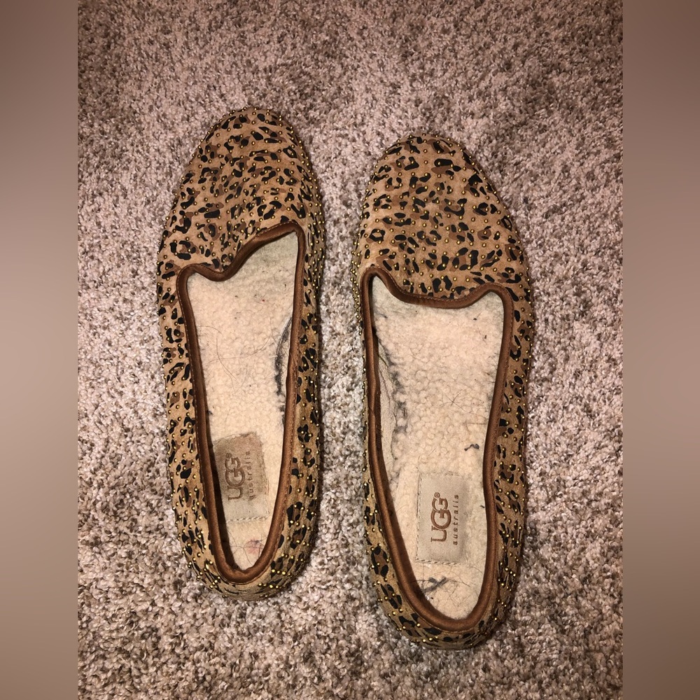 Women UGG Alloway Leopard cheetah Studded Ballet Flat flats shoe slip on slipper